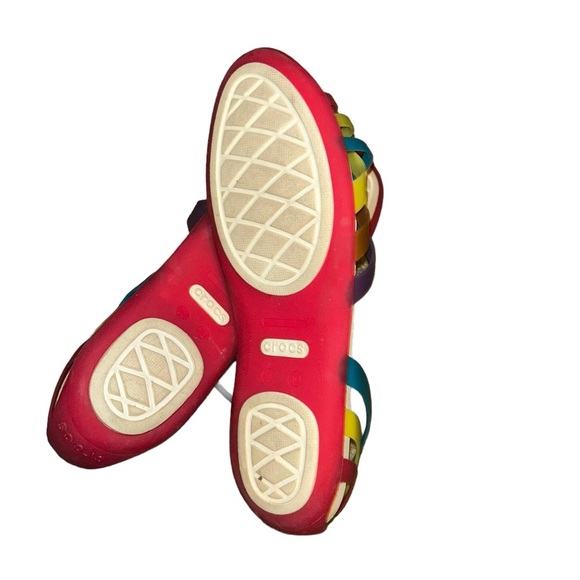 Crocs Huarache Ballet Flat Rainbow multicolored jelly sandals size 10 pink - Picture 2 of 4